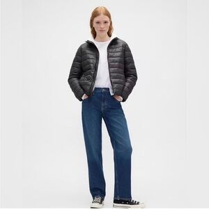 GAP Black Packable Puffer Bomber Jacket